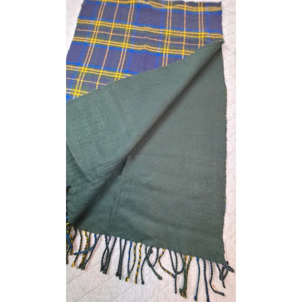 Banana Republic Scarf Unisex OS Blue Yellow Plaid Tassel New
